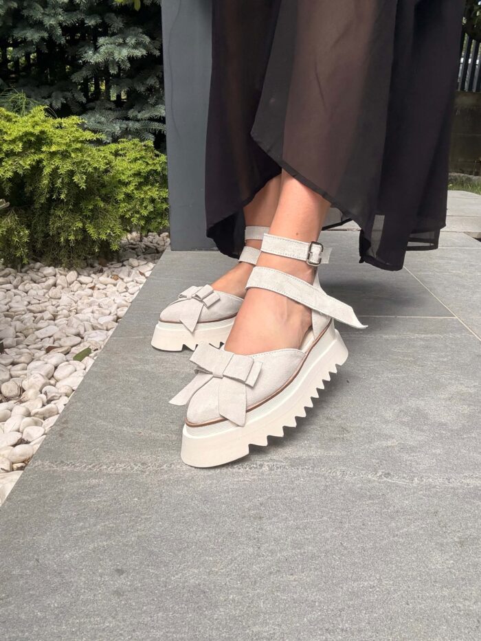 Pantofi damă piele naturală Valera alb murdar - imagine 3