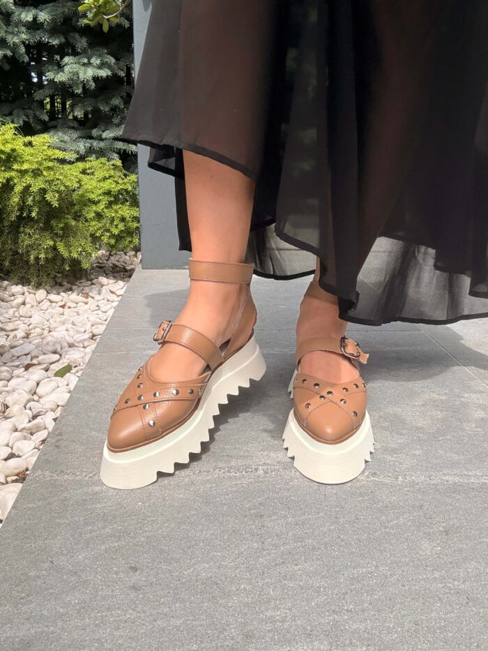 Pantofi damă piele naturală Stravon capucino - imagine 4