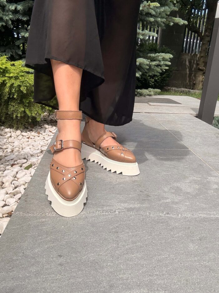 Pantofi damă piele naturală Stravon capucino - imagine 5