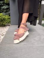 Pantofi damă piele naturală Valera somon cu calcai inchis - imagine 3