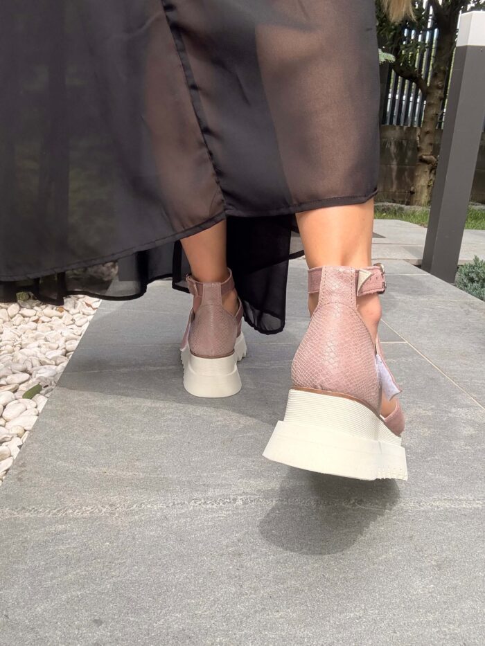Pantofi damă piele naturală Valera somon cu calcai inchis - imagine 5