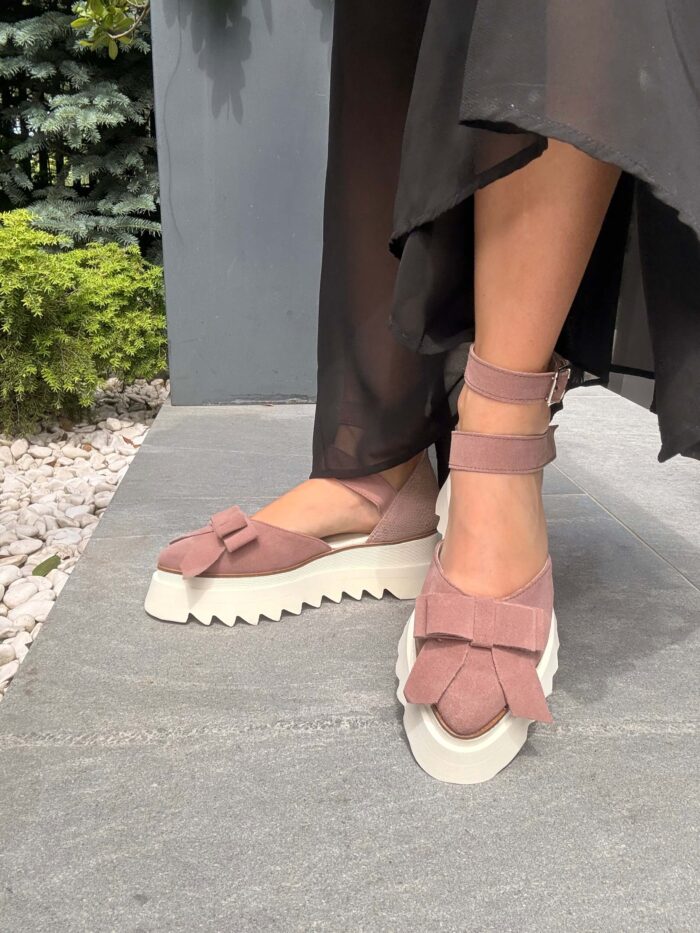 Pantofi damă piele naturală Valera somon cu calcai inchis - imagine 4