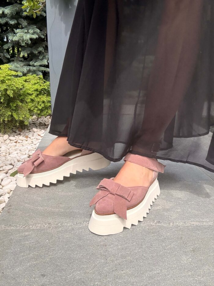 Pantofi damă piele naturală Valera somon cu calcai inchis - imagine 2