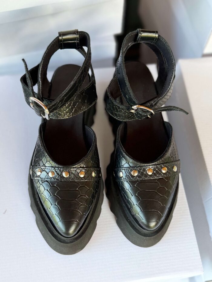 Pantofi damă piele naturală Noirea croco - imagine 3