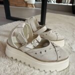 Pantofi damă piele naturală Stravon velur alb murdar