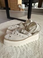 Pantofi damă piele naturală Stravon velur alb murdar - imagine 2