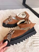 Pantofi damă piele naturală Valera funda animal print - imagine 2