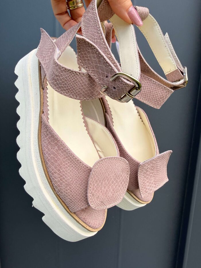 Pantofi damă piele naturală Seraphine roz sarpe somon - imagine 6