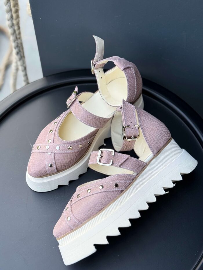 Pantofi damă piele naturală Stravon roz sarpe somon - imagine 4