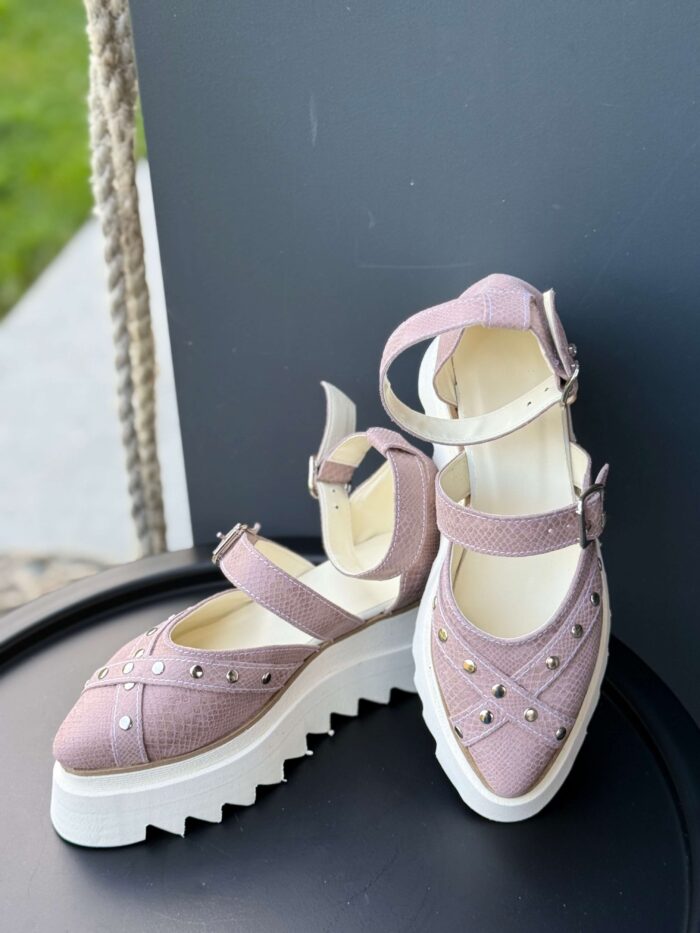 Pantofi damă piele naturală Stravon roz sarpe somon - imagine 3