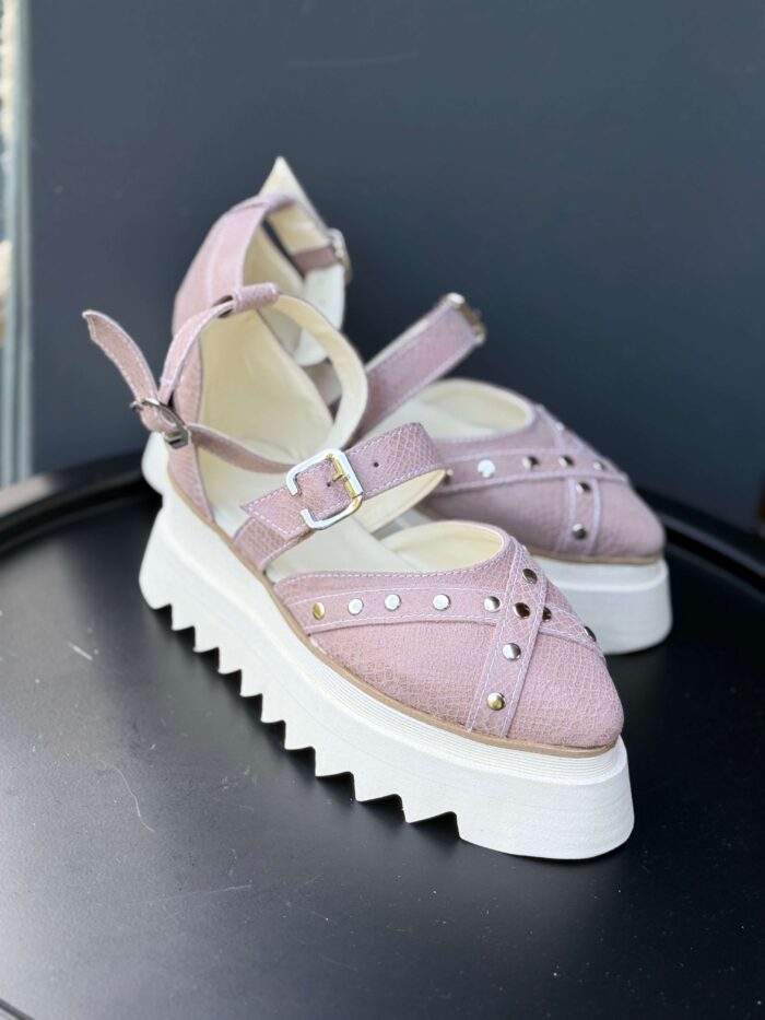 Pantofi damă piele naturală Stravon roz sarpe somon - imagine 2