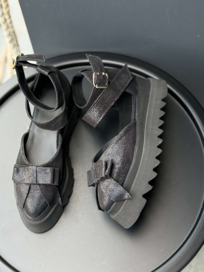 Pantofi damă piele naturală Valera velur lucios - imagine 3